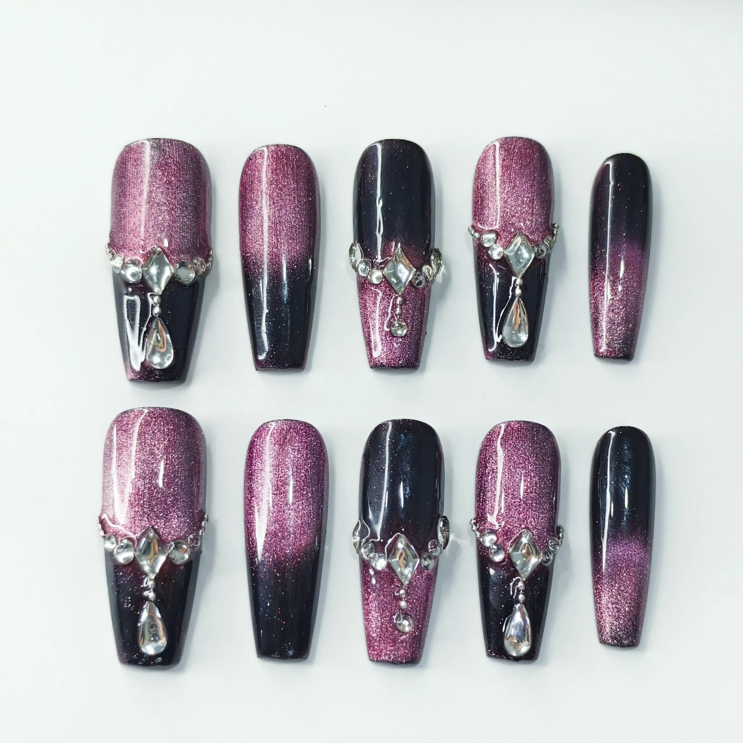 Amadela Angel Tears Gradient Rhinestone Press-On Nails - Image 5