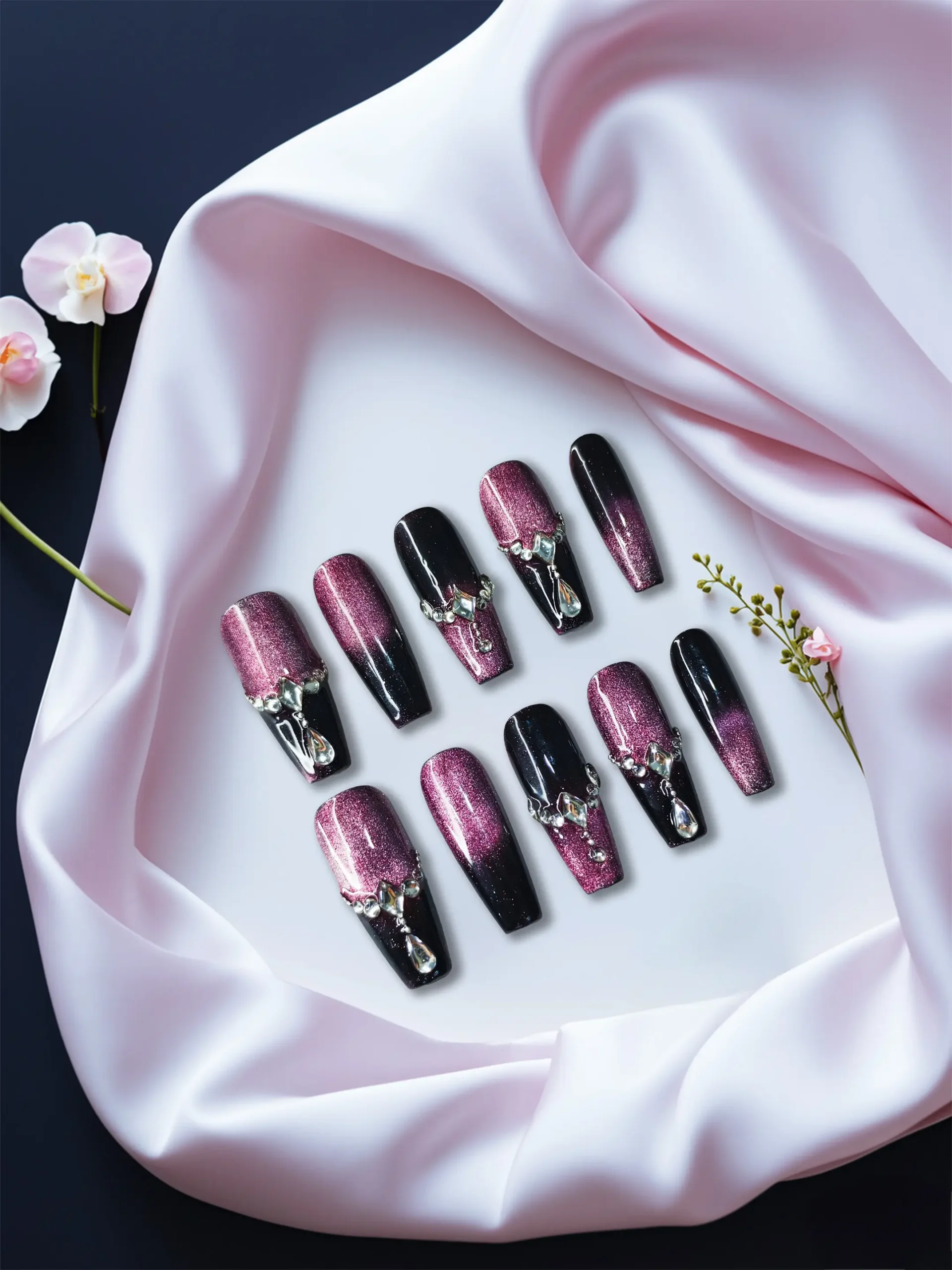 Amadela Angel Tears Gradient Rhinestone Press-On Nails - Image 6